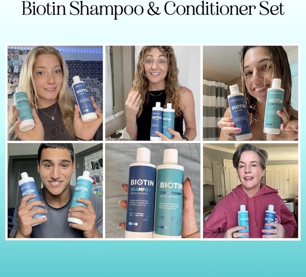 Shampoing et Après-Shampoing Volumisants à la Biotine - Sans Sulfate pour Cheveux Secs, Abîmés et Clairsemés