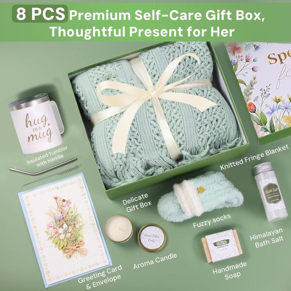 CANIYA Cadeau d'anniversaire « Get Well Soon » pour femme, cadeau relaxant avec couverture de luxe, cadeau de condoléances pour maman, elle, amie, épouse, grand-mère