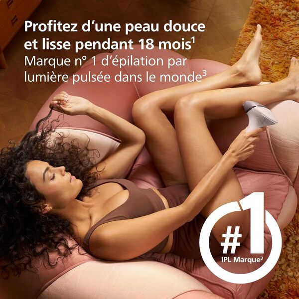 Philips Lumea Série 9900, épilateur à lumière pulsée, technologie SenseIQ et SkinAI, 4 embouts pour le corps, le visage, le maillot et les aisselles, utilisation avec et sans fil (modèle BRI951/00)