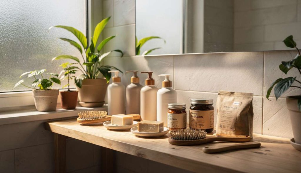 Routine capillaire éco-friendly : astuces soins, brossage, coloration et compléments